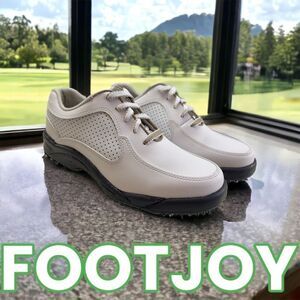 FootJoy Women's Greenjoys Leather Soft Spike Golf Shoes Cream White Size 6.5M